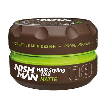 фото чоловічий віск для укладання волосся nishman hair styling wax 08 matte, 150 мл