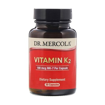 фото дієтична добавка вітаміни в капсулах dr. mercola vitamin k2, 180 мкг, 30 шт