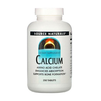 фото дієтична добавка в таблетках source naturals calcium кальцій в амінокислотному хелаті, 250 шт