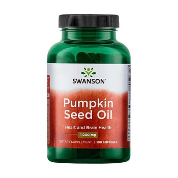 фото дієтична добавка в гелевих капсулах swanson pumpkin seed oil олія з насіння гарбуза, 1000 мг, 100 шт