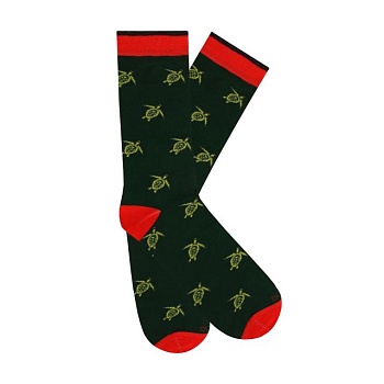 фото шкарпетки чоловічі duna 2193 високі, темно-зелені з черепахами, розмір 25-27