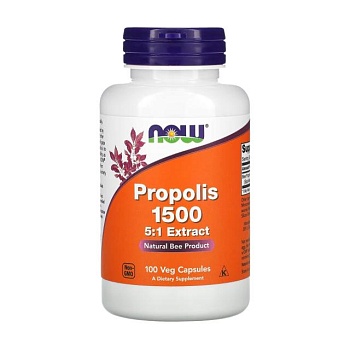 фото дієтична добавка в капсулах now foods propolis 1500 5:1 extract прополіс 1500 5:1, 100 шт