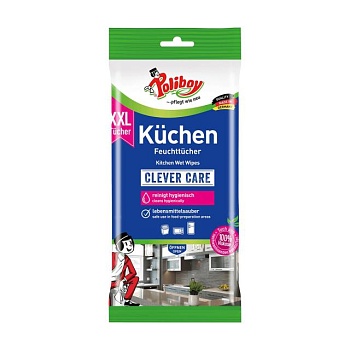 фото вологі серветки для кухні poliboy xxl kitchen wet wipes, 48 шт