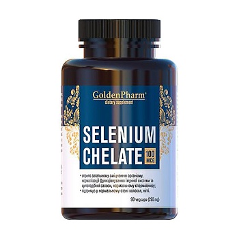 фото дієтична добавка в капсулах golden pharm selenium chelate селен хелат, 100 мкг, 90 шт