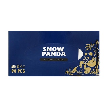 фото косметичні серветки snow panda extra care 3-шарові, в коробці, 90 шт