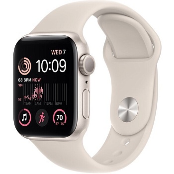 фото смарт-часы apple watch se gps 40mm starlight aluminium case with starlight sport band