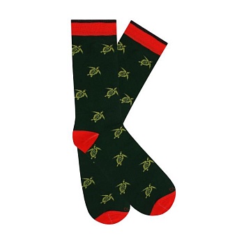 фото шкарпетки чоловічі duna 2193 високі, темно-зелені з черепахами, розмір 27-29