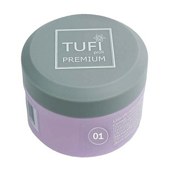 фото гель для нарощування нігтів tufi profi premium uv/led gel, 01 white crystal, 15 г