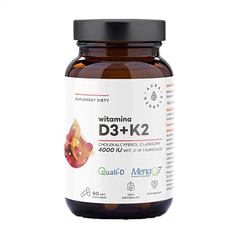 фото дієтична добавка вітаміни в капсулах aura herbals vitamin d3 + k2 вітамін d3 4000 мо + k2 100 мкг, 90 шт