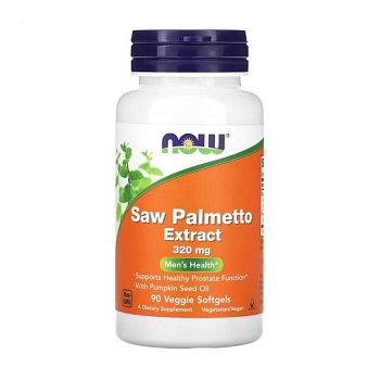 фото дієтична добавка в капсулах now foods saw palmetto extract екстракт пальмового дерева, для чоловіків, 320 мг, 90 шт