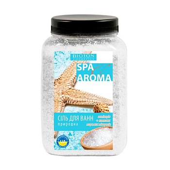 фото морська сіль для ванн природна bioton cosmetics spa & aroma sea salt з екстрактом ламінарії та комплексом морських мінералів, 750 г