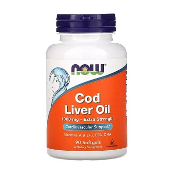 фото дієтична добавка в таблетках now foods cod liver oil олія печінки тріски особлива сила 1000 мг, 90 шт