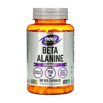 фото дієтична добавка амінокислоти в капсулах now foods beta alanine бета-аланін, 750 мг, 120 шт