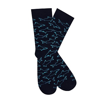 фото шкарпетки чоловічі duna 7041, темно-сині акули, розмір 27-29