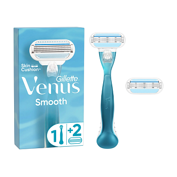 фото станок для гоління gillette venus smooth жіночий, з 2 змінними картриджами, 1 шт