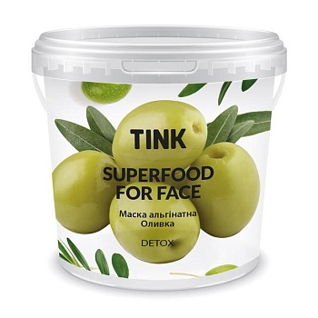 фото альгінатна маска для обличчя tink superfood for face alginate mask оливка, з ефектом детоксу, 15 г