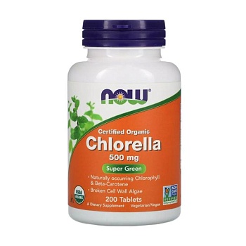 фото дієтична добавка в таблетках now foods chlorella хлорела 500 мг, 200 шт
