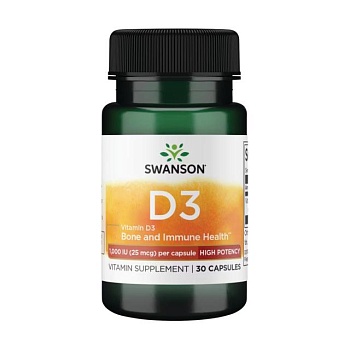 фото дієтична добавка вітаміни в капсулах swanson vitamin d3 вітамін d3, 1000 мо, 25 мкг, 30 шт