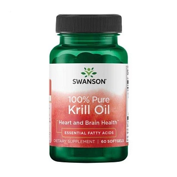 фото дієтична добавка в капсулах swanson krill oil, 60 шт
