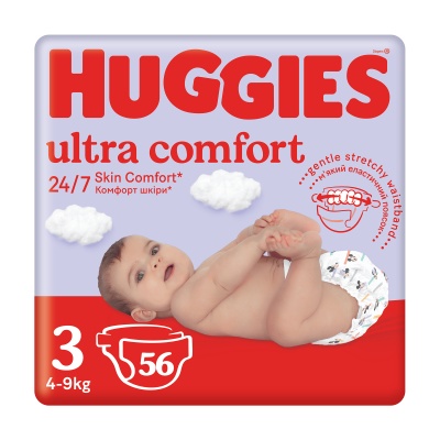 Детальне фото підгузки huggies ultra comfort розмір 3 (4-9 кг), 56 шт (товар критичного імпорту)