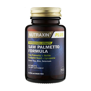 фото дієтична добавка в таблетках nutraxin plus saw palmetto formula со пальметто формула, 60 шт