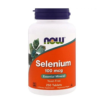 фото дієтична добавка мінерали в таблетках now foods selenium селен 100 мкг, 250 шт