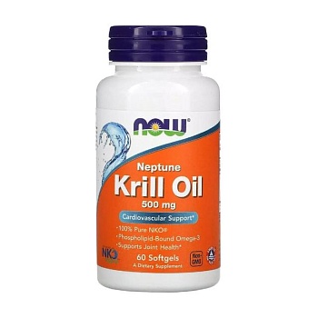фото дієтична добавка в капсулах now foods krill oil олія криля, 500 мг, 60 шт