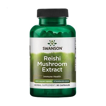 фото дієтична добавка в капсулах swanson reishi mushroom extract гриби рейші, 500 мг, 90 шт