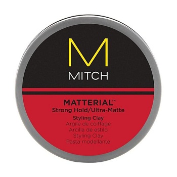 фото мужская матовая глина для укладки волос paul mitchell mitch matterial strong hold/ultra-matte styling clay, 85 г