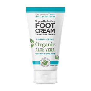 фото крем для ніг the conscious 4 hyaluronic acid super-hydrating foot cream organic aloe vera, 50 мл