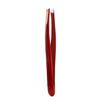 фото пінцет для брів staleks pro expert 11 type 3 широкі скошені кромки, червоний (те-11/3)