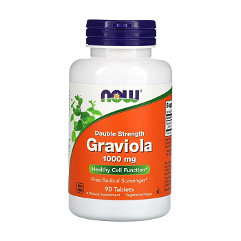 фото дієтична добавка в таблетках now foods graviola гравіола подвійна сила, 1000 мг, 90 шт