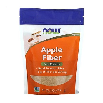 фото дієтична добавка в порошку now foods apple fiber pure powder чиста яблучна клітковина, 340 г