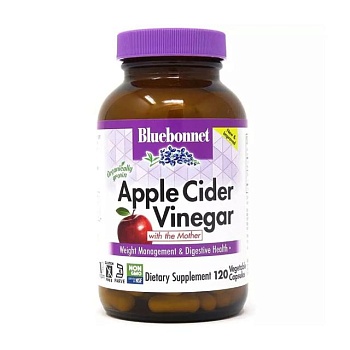 фото дієтична добавка в капсулах bluebonnet nutrition apple cider vinegar яблучний оцет, 120 шт