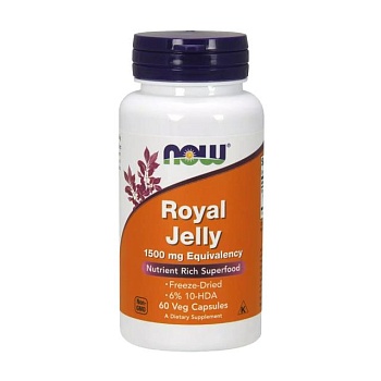 фото дієтична добавка в капсулах now foods royal jelly маточне молочко 1500 мг, 60 шт