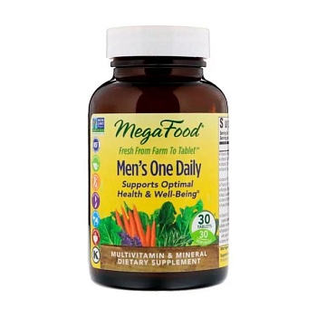 фото дієтична добавка мультивітаміни та мінерали в таблетках megafood men's one daily для чоловіків, 30 шт
