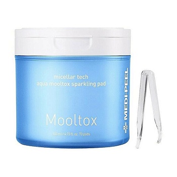 фото пілінг-педи для обличчя medi-peel aqua mooltox sparkling pad зволоження та очищення, 70 шт