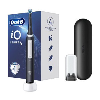 фото електрична зубна щітка oral-b io series 4 black з футляром, 1 шт