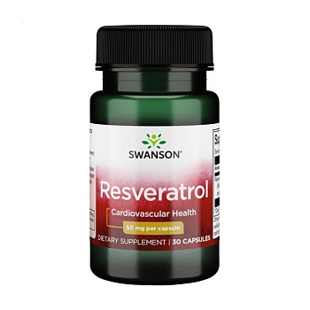 фото дієтична добавка в капсулах swanson resveratrol ресвератрол, 50 мг, 30 шт