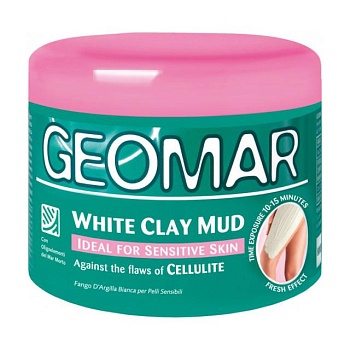 фото грязьовий антицелюлітний засіб для тіла geomar white clay mud з білою глиною, для чутливої шкіри, 500 мл