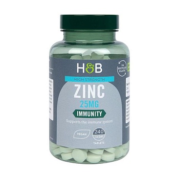 фото дієтична добавка в таблетках holland & barrett high strength zinc цинк 25 мг, 240 шт