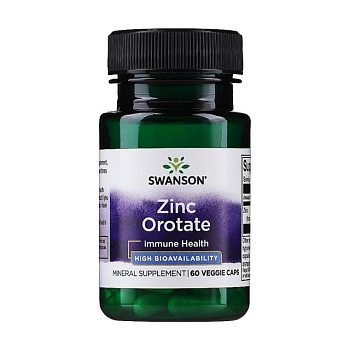 фото дієтична добавка в рослинних капсулах swanson zinc orotate оротат цинку, 60 шт