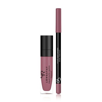 фото набір для губ golden rose matte lipkit blush pink (помада для губ longstay liquid matte lipstick 03, 5.5 мл + олівець для губ dream 535, 1.6 г)