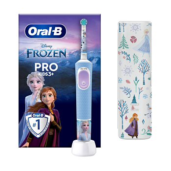 фото електрична зубна щітка oral-b braun pro kids frozen з футляром, від 3 років