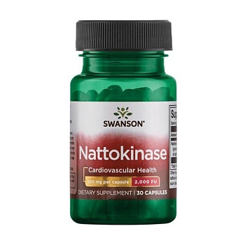 фото дієтична добавка в капсулах swanson nattokinase 2000 fu наттокіназа, 100 мг, 30 шт