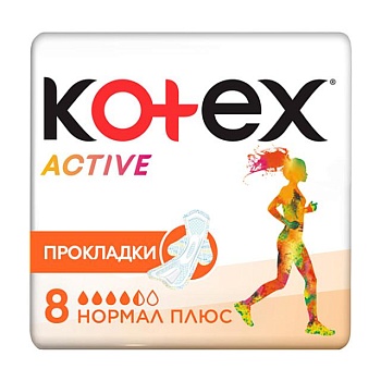 фото прокладки для критичних днів kotex active normal plus, 8 шт