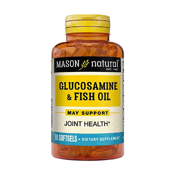 фото дієтична добавка в капсулах mason natural glucosamine & fish oil глюкозамін та риб'ячий жир, 90 шт