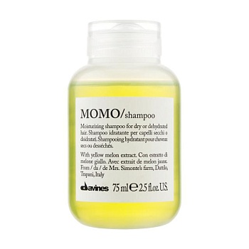фото безсульфатний зволожувальний шампунь davines momo shampoo для сухого та зневодненого волосся, 75 мл