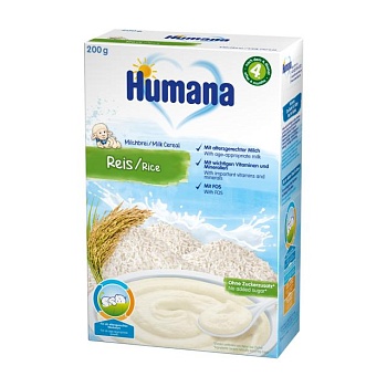 фото молочна рисова каша humana, 200 г