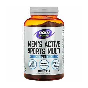 фото дієтична добавка вітаміни в капсулах now foods men's active sports multi чоловічі мультивітаміни, для активних видів спорту, 180 шт